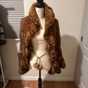 Brown mink fur cape/shrug/poncho